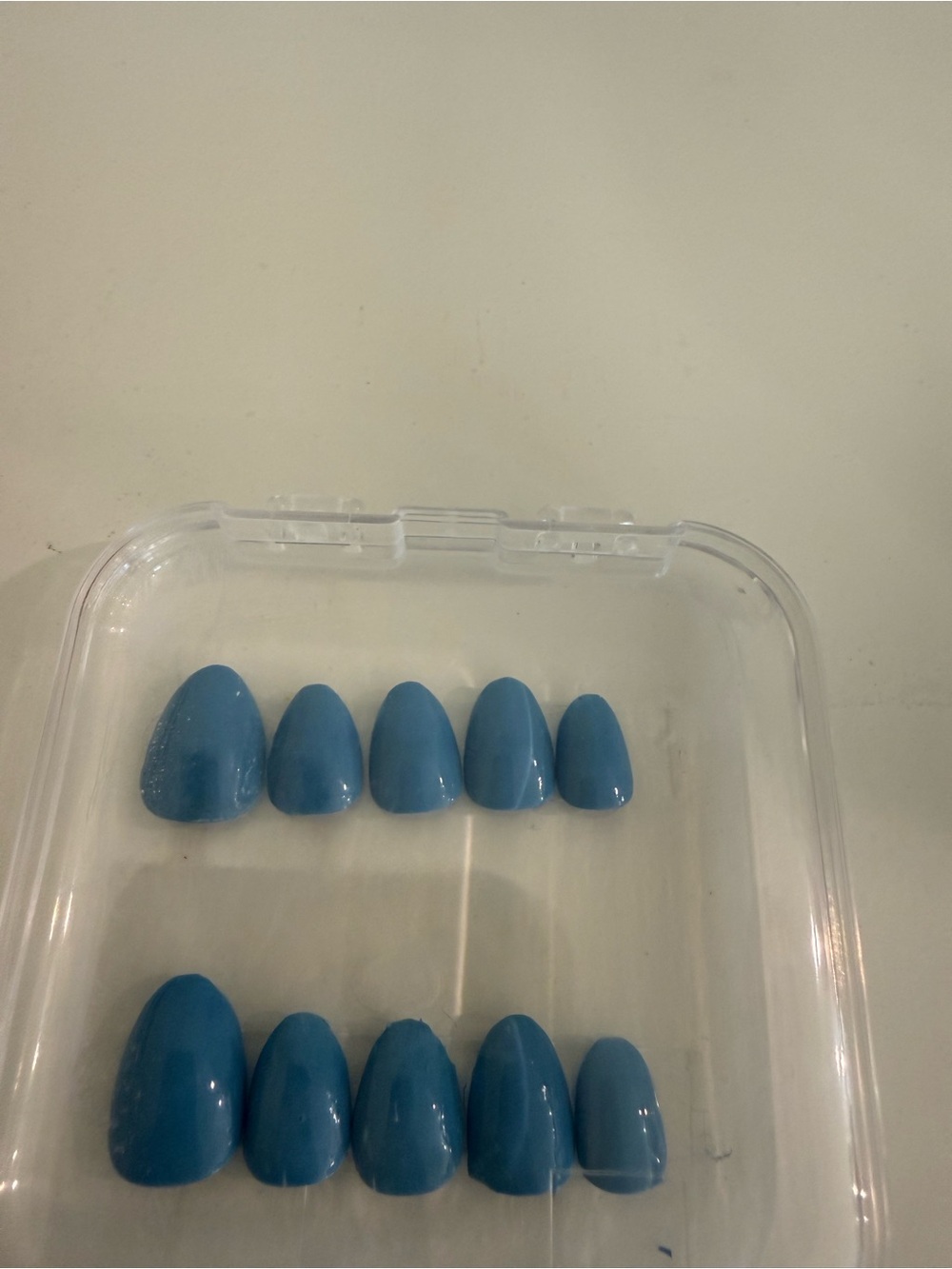 Set of Blue Press-On Nails - Almond Shape